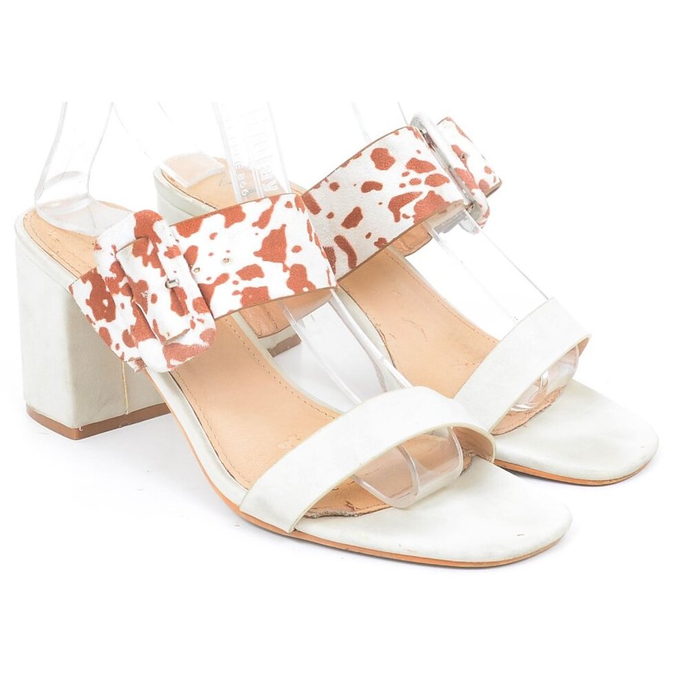VICI‎ Sally Cow Print Double Strap Slip-On Buckle Heels Sandals Women's 7.5